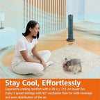28" 60-Degree Oscillating Tower Fan with Powerful Airflow for Bedroom, Living Room, Office, 3 Speeds, Mechanical, alternate