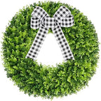 28" Faux Round Boxwood Wreath, Artificial Large Boxwood Wreath Front Door Wreaths Artificial Spring Summer