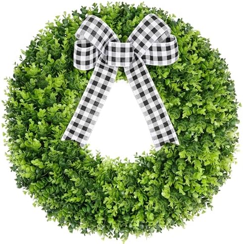 28" Faux Round Boxwood Wreath, Artificial Large Boxwood Wreath Front Door Wreaths Artificial Spring Summer