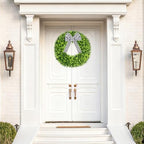 28" Faux Round Boxwood Wreath, Artificial Large Boxwood Wreath Front Door Wreaths Artificial Spring Summer, alternate view 2