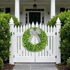 28" Faux Round Boxwood Wreath, Artificial Large Boxwood Wreath Front Door Wreaths Artificial Spring Summer, alternate view 7