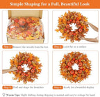 28 Inch Fall Wreath for Front Door, Pumpkins and Maple Leaves, alternate view 7