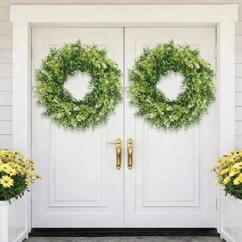 28 Inch Large Eucalyptus Wreaths for Front Door Artificial Green Leaves Greenery Indoor Outdoor Wreath Home, alternate view 2