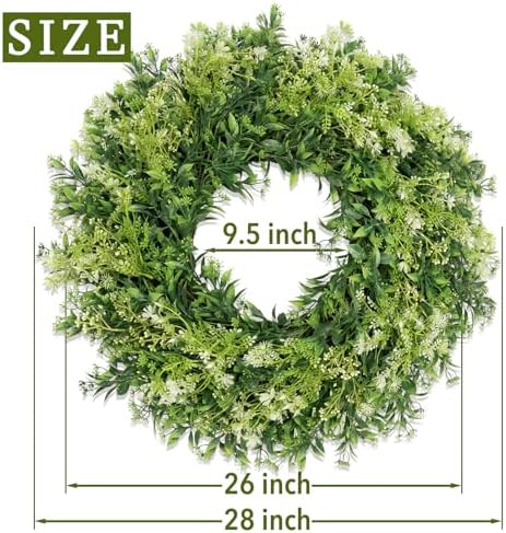 28 Inch Large Eucalyptus Wreaths for Front Door Artificial Green Leaves Greenery Indoor Outdoor Wreath Home, alternate view 3