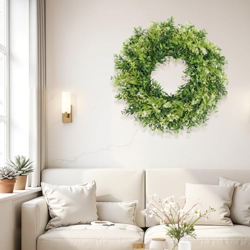 28 Inch Large Eucalyptus Wreaths for Front Door Artificial Green Leaves Greenery Indoor Outdoor Wreath Home, alternate view 4