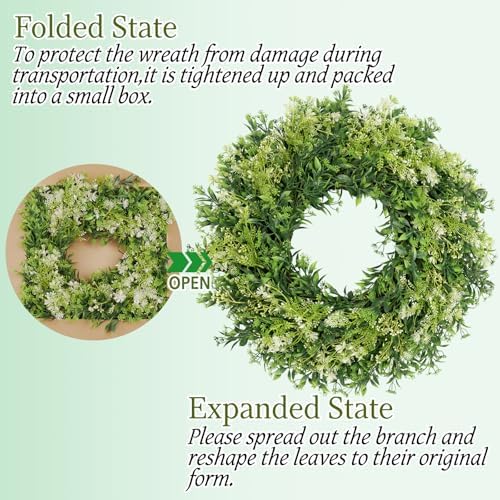 28 Inch Large Eucalyptus Wreaths for Front Door Artificial Green Leaves Greenery Indoor Outdoor Wreath Home, alternate view 6