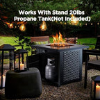 28-Inch Propane Fire Pit - 50,000 BTU Outdoor Gas Steel Fire Table with Lid & Lava Rock, Adds Warmth & Ambience, alternate