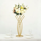 28 inches Gold Metal Mermaid Tail Design Flower Display Stand | 28" Tall Floral Golden Frame Table Centerpiece, alternate