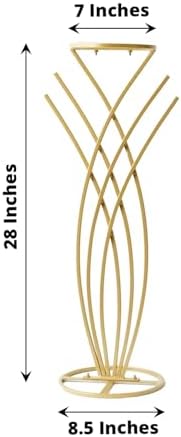 28 inches Gold Metal Mermaid Tail Design Flower Display Stand | 28" Tall Floral Golden Frame Table Centerpiece, alternate