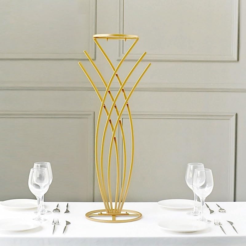 28 inches Gold Metal Mermaid Tail Design Flower Display Stand | 28" Tall Floral Golden Frame Table Centerpiece, alternate