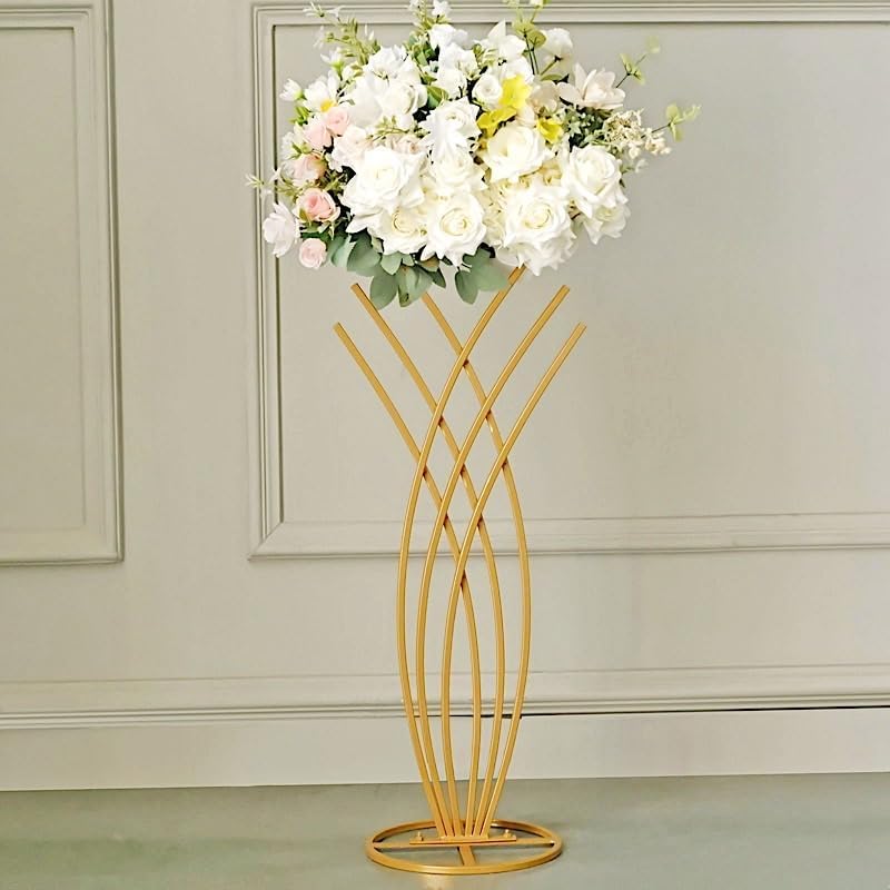 28 inches Gold Metal Mermaid Tail Design Flower Display Stand | 28" Tall Floral Golden Frame Table Centerpiece, alternate