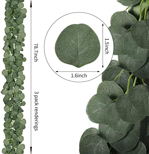 28 Pack 196Ft Eucalyptus Garland, Artificial Eucalyptus Leaves Table Greenery Garland Wreath Vines for Wedding, alternate