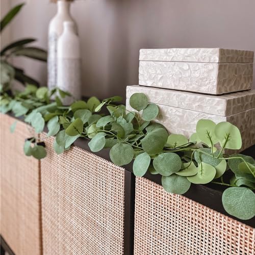 28 Pack 196Ft Eucalyptus Garland, Artificial Eucalyptus Leaves Table Greenery Garland Wreath Vines for Wedding, alternate