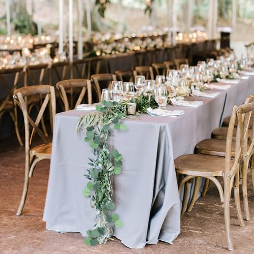 28 Pack 196Ft Eucalyptus Garland, Artificial Eucalyptus Leaves Table Greenery Garland Wreath Vines for Wedding, alternate