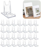 28 Pack Adjustable Acrylic Book Stand for Display, 4.2in H