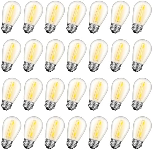 28 Pack S14 Bulbs for Outdoor String Lights, Warm White in Warm White
