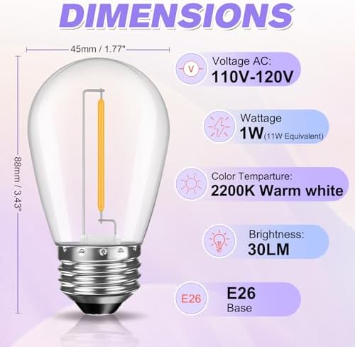 28 Pack S14 Bulbs for Outdoor String Lights, Warm White in Warm White, alternate view 4
