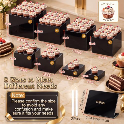 28 Pcs Display Risers with Buffet Riser Tiered Display Stand, Black in Black, alternate view 2