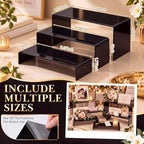 28 Pcs Display Risers with Buffet Riser Tiered Display Stand, Black in Black, alternate view 3