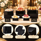 28 Pcs Display Risers with Buffet Riser Tiered Display Stand, Black in Black, alternate view 4