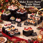 28 Pcs Display Risers with Buffet Riser Tiered Display Stand, Black in Black, alternate view 5