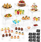 28 Pcs Display Risers with Buffet Riser Tiered Display Stand, Clear in Clear