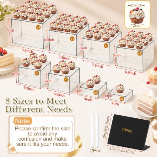 28 Pcs Display Risers with Buffet Riser Tiered Display Stand, Clear in Clear, alternate view 2