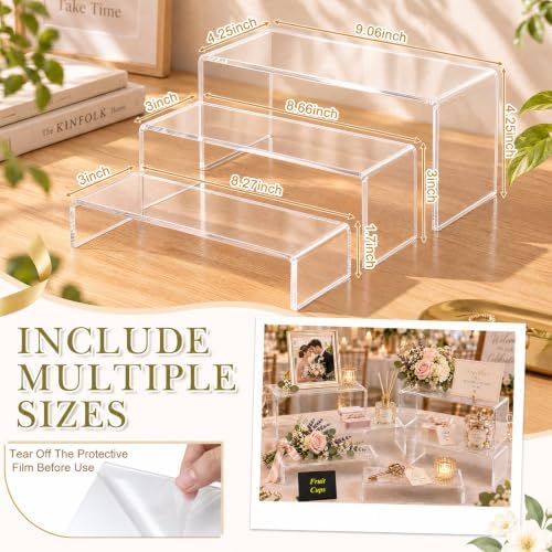28 Pcs Display Risers with Buffet Riser Tiered Display Stand, Clear in Clear, alternate view 3