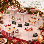 28 Pcs Display Risers with Buffet Riser Tiered Display Stand, Clear in Clear, alternate view 5