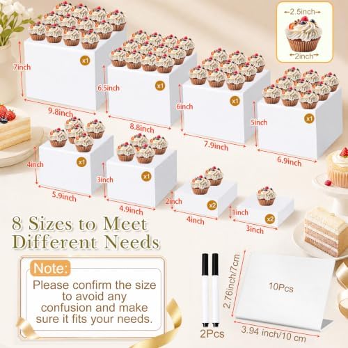 28 Pcs Display Risers with Buffet Riser Tiered Display Stand, White in White, alternate view 2
