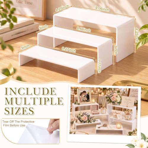 28 Pcs Display Risers with Buffet Riser Tiered Display Stand, White in White, alternate view 3