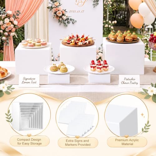 28 Pcs Display Risers with Buffet Riser Tiered Display Stand, White in White, alternate view 4