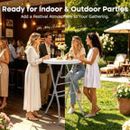 28" Round Cocktail Table, Folding Bar Height Table with Removable Legs, 43.3" Tall Portable Plastic Bistro High, alternate