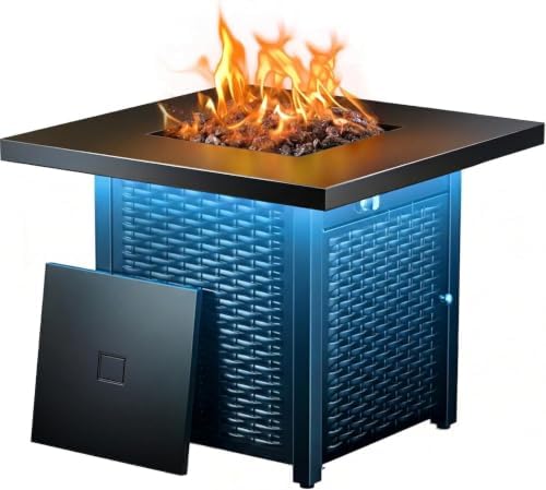 28" Smart Propane Fire Pit, 50,000 BTU CSA Certified with App Control & RGB Music-Sync Lighting, Outdoor Gas