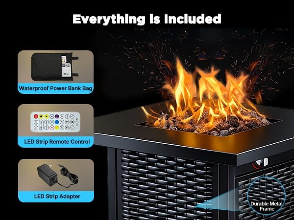 28" Smart Propane Fire Pit, 50,000 BTU CSA Certified with App Control & RGB Music-Sync Lighting, Outdoor Gas, alternate view