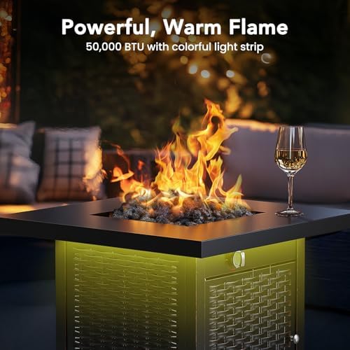 28" Smart Propane Fire Pit, 50,000 BTU CSA Certified with App Control & RGB Music-Sync Lighting, Outdoor Gas, alternate view