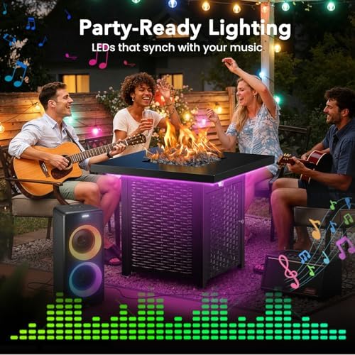 28" Smart Propane Fire Pit, 50,000 BTU CSA Certified with App Control & RGB Music-Sync Lighting, Outdoor Gas, alternate view