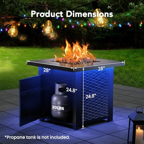 28" Smart Propane Fire Pit, 50,000 BTU CSA Certified with App Control & RGB Music-Sync Lighting, Outdoor Gas, alternate view