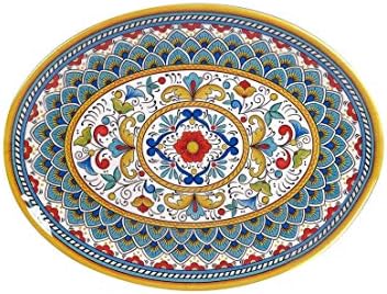 28185 Portofino Oval Platter, Melamine Heavy Weight, 680 Grams, 18-inch Length in Large in Multicolor