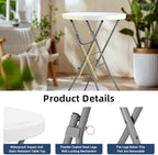 28in Cocktail Folding Table, Round High Top Bar Height White Table, alternate view 4