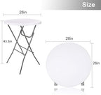 28in Folding Cocktail Table, Plastic Round Bar Height Table, White 2-Pack | Foldable with Removable Metal, alternate view 3