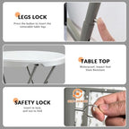 28in Folding Cocktail Table, Round Bar Height High Top, White 1Pack, alternate view 4