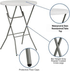28in Folding Cocktail Table, Round Bar Height High Top, White 1Pack, alternate view 6
