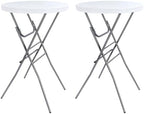 28in Folding Cocktail Table, Round Bar Height High Top, White 2PK