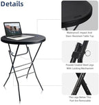 28in Folding Cocktail Table, Round Bar Height Table, Black 2-Pack, alternate view 4
