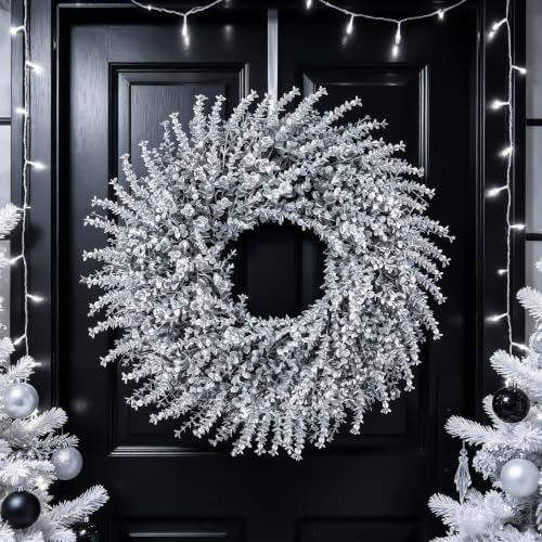 28Inch Christmas Artificial Boxwood Wreath for Front Door