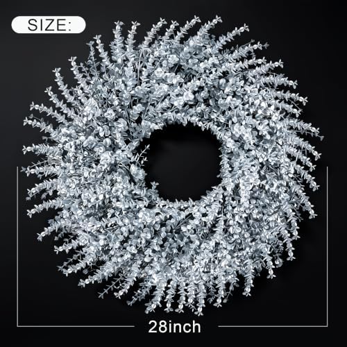 28Inch Christmas Artificial Boxwood Wreath for Front Door, alternate view 3