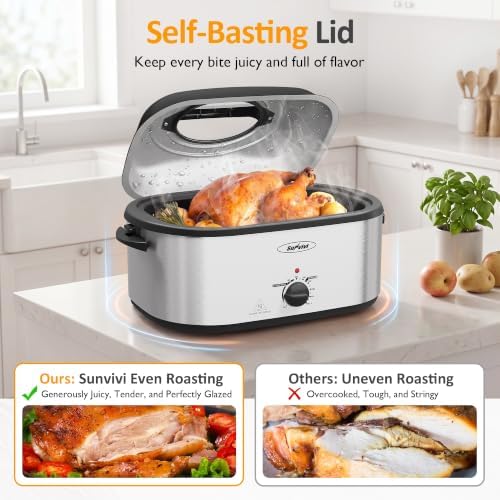 28QT Electric Roaster Oven with 3 Buffet Server for 30lb Big Turkey, alternate view 3