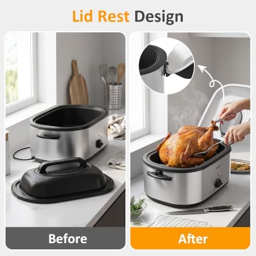 28QT Electric Roaster Oven with 3 Buffet Server for 30lb Big Turkey, alternate view 6