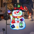 28x40 Lighted Christmas Snowman Garden Flag, 8 Modes Solar LED